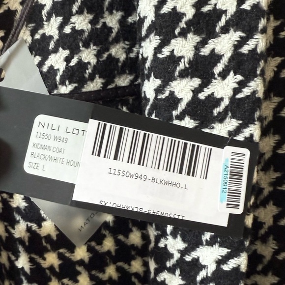 🆕 NILI LOTAN Kidman Houndstooth Virgin Wool Trench Coat in Black/White Sz L - Picture 8 of 9